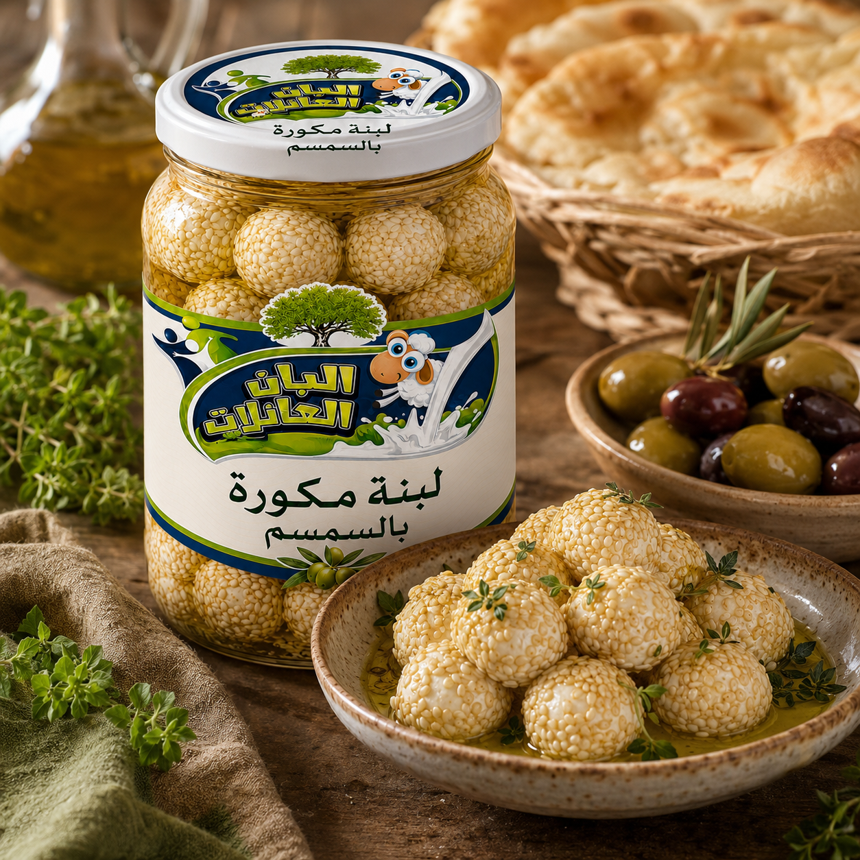 لبنة مكورة بالسمسم